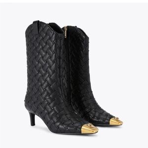 Kurt Geiger Black and Gold Heeled Boots